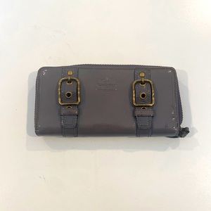 Coach Zoe Leather Accordion Zip Dbl Buckle Wallet